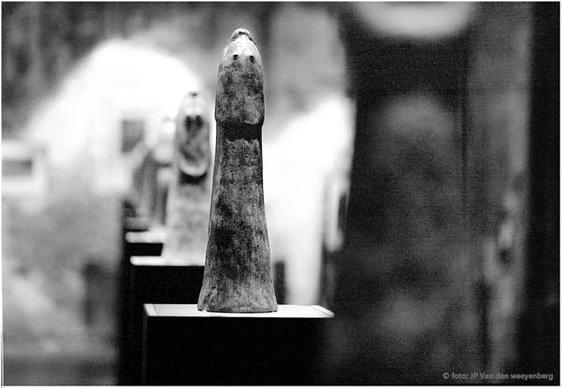 Irène Philips - GAMAYUN - Exhibition in the Chapel of the Brigittines in Brussels, 1997. Sculptures: VOICES FROM THE CHOIR - series of 12 sculptures, ceramics, 1996-1997 - after a poem by Alexander Blok (1910-14). Photo: JP Van den waeyenberg