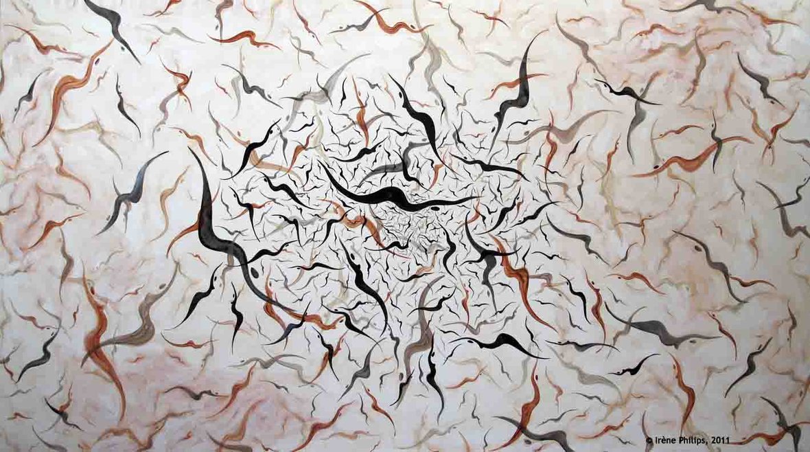 Irène Philips - WHERE TO GO ? - Acrylic painting on canvas, 101 cm x 180 cm, 2011