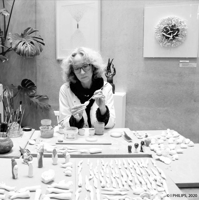 Irène Philips in Art-Studio in Ostend