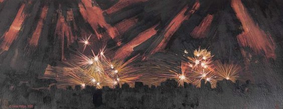 Irène Philips, WAR OR PEACE, Firework in Ostend - Mixed techniques on paper, 2020
