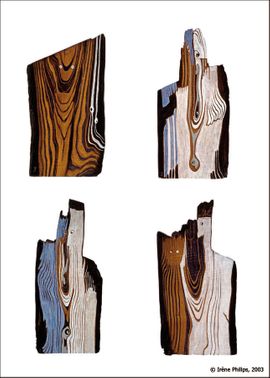Irène Philips - Painted wood,  THE CARESS, 2003