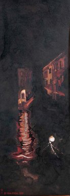 Irène Philips, SILENCE OF WATER - Night Walk in Venice,  mixed techniques on paper, 2020